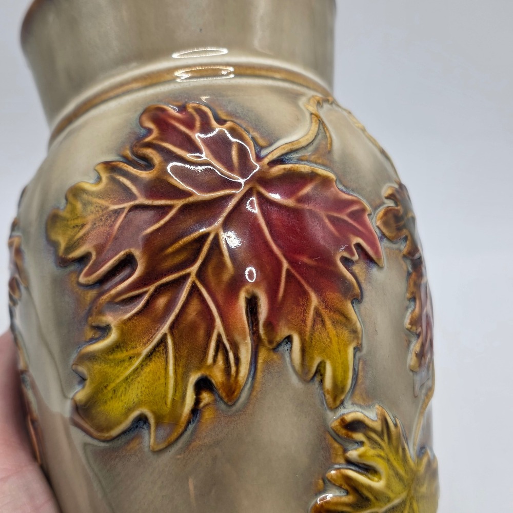 Vintage Ceramic‎ Leaf Vase Autumn Fall Decor Embossed Maple Leaves Brown - Picture 5 of 11